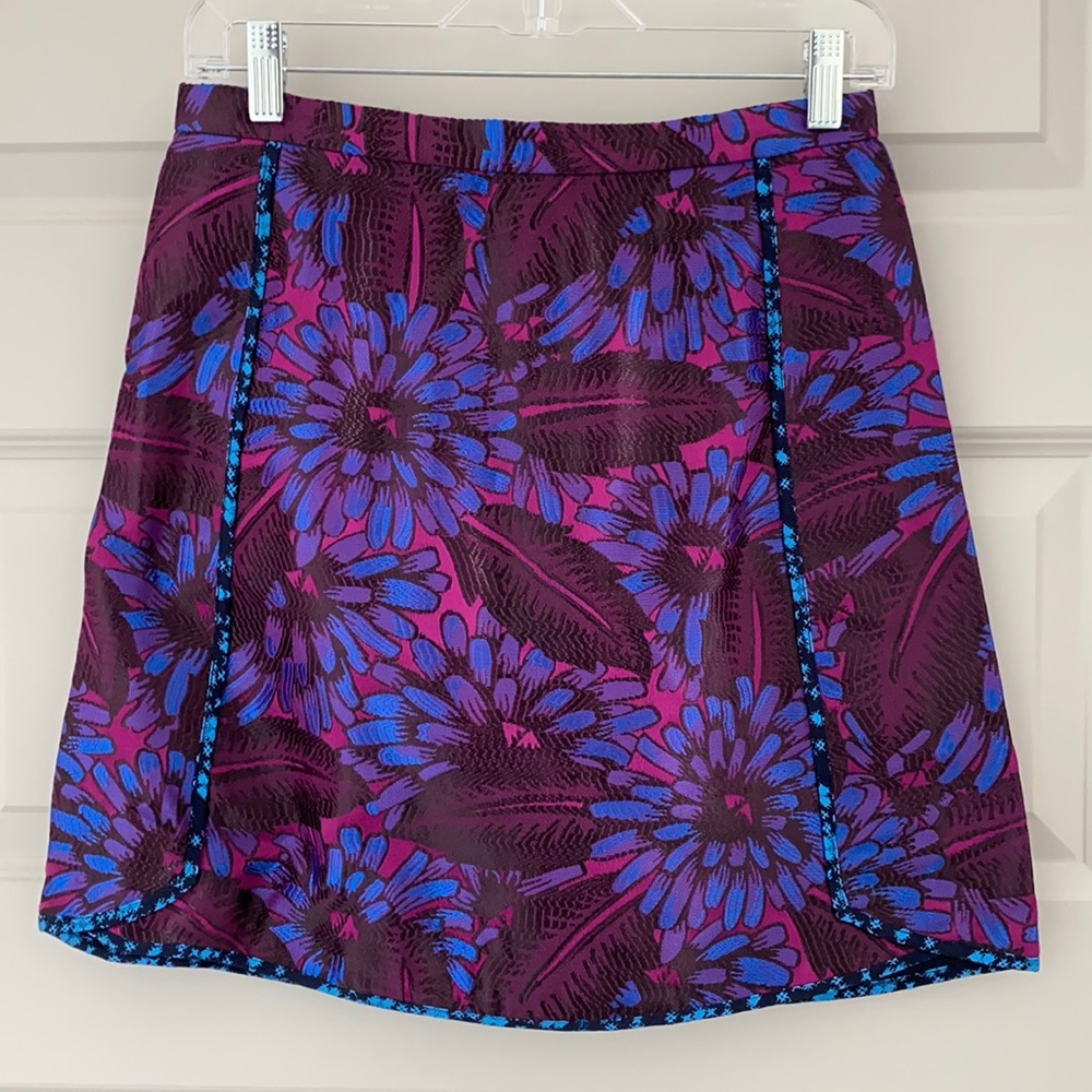 J Crew brocade purple blue floral skirt